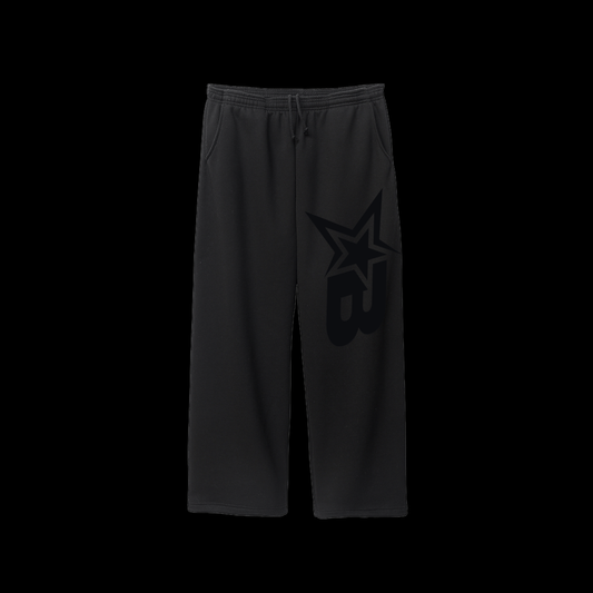 BLACK ON BLACK B-STAR OPEN BOTTOM SWEATS